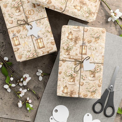 Rustic Wedding Wrapping Paper: Vintage Floral Gift Wrap - Etsy