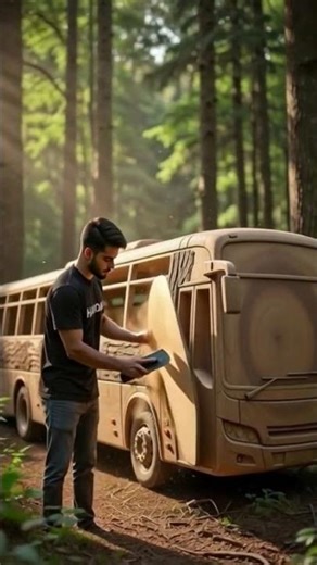 Epic Wooden Bus Carving & Painting by Machine | Cinematic Timelapse 8K Ultra-Realistic"