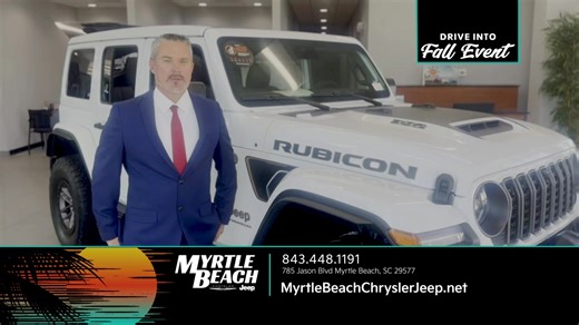 34 reactions · 5 comments | It's time to "Drive into Fall" at Myrtle Beach Chrysler Jeep! Stop by our brand new facility to check out incredible vehicles like the Jeep Wrangler and Gladiator and take advantage of our best offers: ✅ Interest rates as low as 0% ✅ Rebates up to $7,500 off! | Myrtle Beach Chrysler Jeep | Facebook