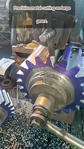 Industrial Gear Shaper Machine Cutting Through Solid Steel Metal