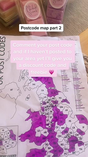Postcode map part two! 💭 #postcode #postcodemap #uk #unitedkingdom #fyp #smallbiz #waxmeltsuk #waxmetaddict #candletok #cutecandles #foryoupage #candles #postcodes #postcodemapuk