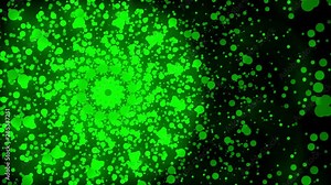 The dispersion from the center of the green circular pellet has a recursive pattern.