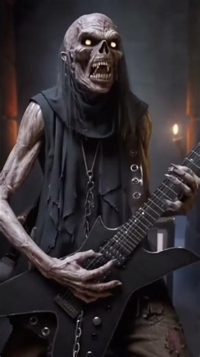 A ghoul playing electric guitar in a labyrinth #ghoul #banshee #ghost #dance #spiritual #song