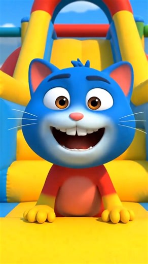 Funny Cartoon Cat Climbs Giant Inflatable Slide! 🐱🎢 | catoon video | funny cartoons