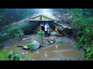 10 Days living in a cave – Survival alone in the rainy season | Yang bushcraft