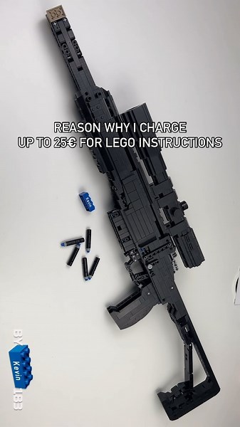 Kevin183 on Instagram: "For the SPR-208 I tried to capture every step on video to show the process of making a LEGO replica. Still, there is a lot of work behind the scenes, those 11h 50m is just the livestream time. I guess the actual time a lot more, spread over a few months until instruction release & creating Youtube-Video Building LEGO guns isn’t that quick and easy…or I am just slow af. Link in my Bio: Full Video / Instructions #lego #legotechnic #legomoc #legogun #legophotography #legoins