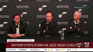 Outgoing Utah Jazz coach Quin Snyder takes part in news conference