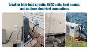 4FT Non-Metallic Liquid-Tight Conduit Kit, 1/2" Pre-Wired Electrical Whip with 3×10AWG THHN Copper Wires & Pre-Installed Terminals, 90° & Straight Connectors, Outdoor HVAC A/C Wiring