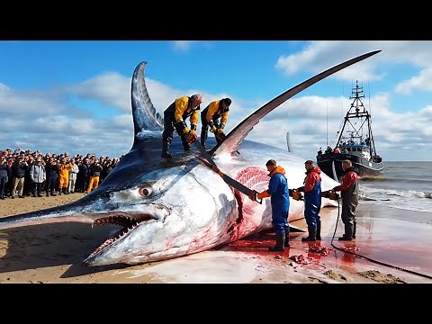 How Fishermen Hunt 100 Giant Swordfish in 24 Hours – Deep-Sea Longline Fishing Documentary