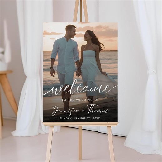 Photo Wedding Welcome Sign Template | Editable Reception Poster (digital Download) - Etsy