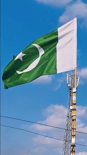 Beautiful Pakistan Flag 🇵🇰 in Blue Sky | 4K Short #Shorts