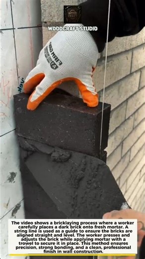 Perfect Brick Alignment Trick Using String Line #bricklaying #construction #masonry