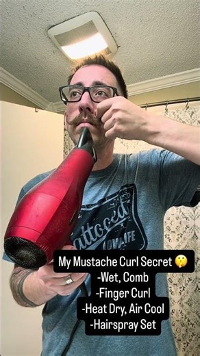 my no wax mustache curl… hairdryer & a tad of hairspray #handlebarmustache
