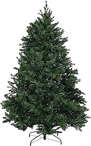 Sunnydaze Majestic Pine 6-Foot Christmas Tree - Indoor Unlit PVC Artificial Tree with Metal Stand - Hinged Branches - Full Profile - Easy to Assemble