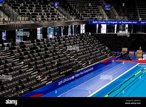 Split, Croatia, August 22, 2022. General view inside Spaladium Arena in Split, Croatia, on August 22, 2022. The 35th LEN European Water Polo Championships will be held in the Spaladium Arena in Split, Croatia from 29 August to 10 September 2022. Photo: Miroslav Lelas/PIXSELL Credit: Pixsell photo & video agency/Alamy Live News Stock Photo - Alamy