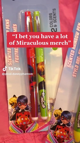 I have some secented Miraculous pens, that’s it so far 🤣 #miraculousladybug #catnoir #miraculousmerch