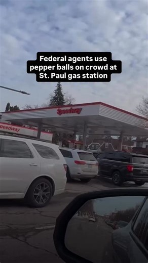 43K views · 425 reactions | On Sunday, HuffPost witnessed dozens of Border Patrol agents at a gas station in Saint Paul, MN where they ultimately arrested two people, whose current status is unknown. A crowd confronted the agents, who used pepper balls in response. The chaos was just a glimpse at what’s happening around the state, and particularly in the Twin Cities area. | HuffPost | Facebook