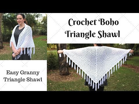 Easy Crochet Boho Triangle Shawl - Crochet Granny Triangle