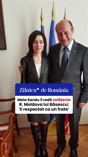 Fostul președinte al României, Traian Băsescu, a primit cetățenia Republicii Moldova din partea președintei Maia Sandu. Șefa statului i-a mulțumit pentru sprijinul acordat cetățenilor și țării noastre. „Domnule Băsescu, de azi sunteți nu doar fratele nostru, ci și concetățeanul nostru. Vă așteptăm acasă!”, se arată în finalul mesajului. În iunie 2016, prin decretul președintelui Nicolae Timofti, Traian Băsescu și soția sa au obținut cetățenia Republicii Moldova. Ulterior, la 3 ianuarie 2017, pre