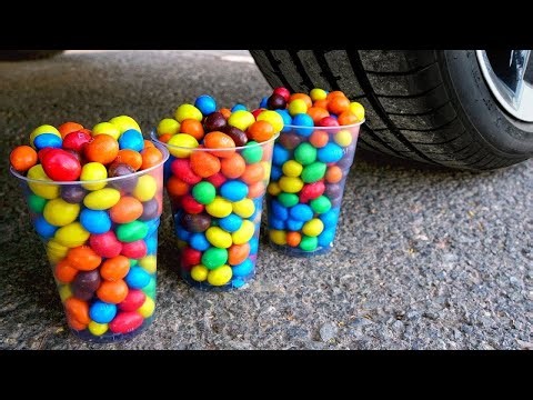 Crushing Experiments Video! &Car vs Crunchy Color Giant Rainbow Soda Bottles & Soft Things By Car