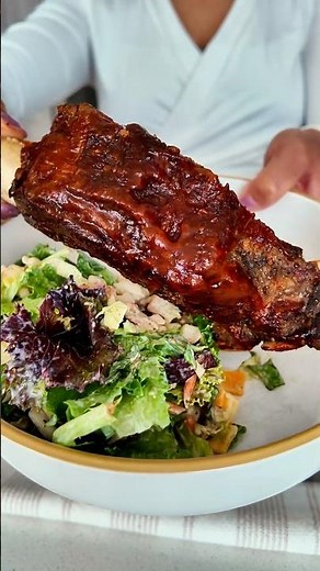 Oven baked beef ribs with a sweet maple bbq sauce! #dinnerrecipe #easyrecipe