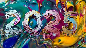 2025 New year numbers The image is a colorful abstract painting with the numbers 20