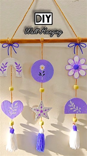 DIY aesthetic wall hanging craft #diy #shorts #wallhanging #craft #aesthetic #homedecor