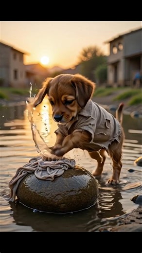 “From River Stone to Washing Machine 🐶✨” #dogshorts #puppy #emotionalstory #love #dogsworld #viral