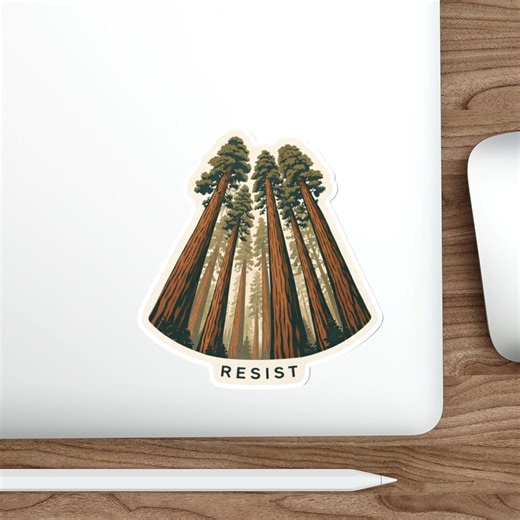 Sequoia Resistance Sticker | Die-cut Redwood Tree 'resist' Vinyl Decal - Etsy