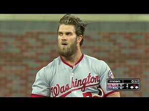 WSH@ATL: Harper records a double despite breaking bat