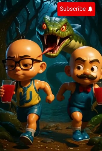 Upin Ipin ketakutan Dikejar Ular Raksasa