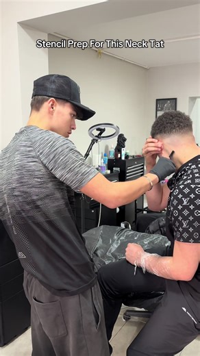 Stencil Preparation for a Neck Tattoo