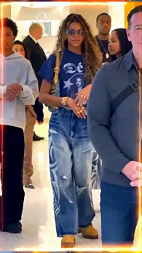Blue IVY was spotted shopping in Paris wearing a T shirt with her own face on it
