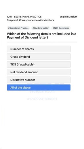 12th Secretarial Practice Dividend Letter Details