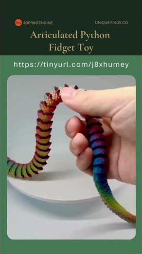 Articulated Python Fidget Toy, 3D Printed Flexible Snake, Stress Relief Desk Toy #shorts