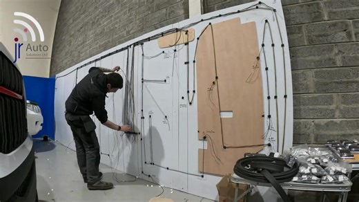 Watch Kieran in action as he crafts a custom-designed loom for a complex VW Crafter build. This loom seamlessly links the main battery and auxiliary power systems to the vehicle’s flashers, inverters, chargers, interior lighting, solar panels, and more. Every wire must be positioned with absolute accuracy, a process that demands exceptional skill and precision. With years of invaluable experience, our team delivers the highest standard of workmanship, ensuring our customers receive the very best