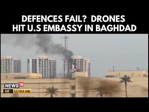 Drones strike US Embassy in Baghdad | fire, blasts & chaos inside Green Zone | N18G | 4K Video