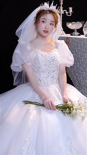 Women Simple Princess White Short Sleeve Wedding Maxi Dress