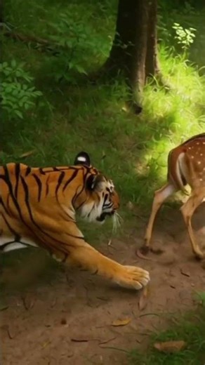 Tiger Chasing Deer from Above 😱 | Drone Camera Wildlife Shot #shorts #viral #animals