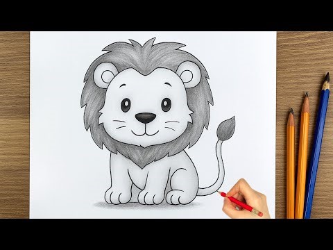 Wie malt man einen Löwen - Tiere zeichnen - Löwen zeichnen für anfänger