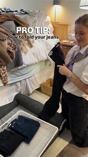Styled by Gray on Instagram: "if you have sweeper energy like me this new year, try this easy tip to fold your jeans & get more organized! if you want more tips, let’s work together! I’d love to help you get your wardrobe in order if that’s a goal for 2026. DM me to book 💌 & learn more! TY for the content @thoughtandbought !! 📸 #styledbygray #organization #closetorganizer #closetorganization #newyear #newyeargoals #goals #tips"