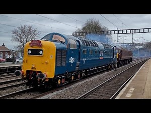 BR Class 55, 55009 Alycidon, Deltic on FULL POWER! Through Rugeley Trent Valley