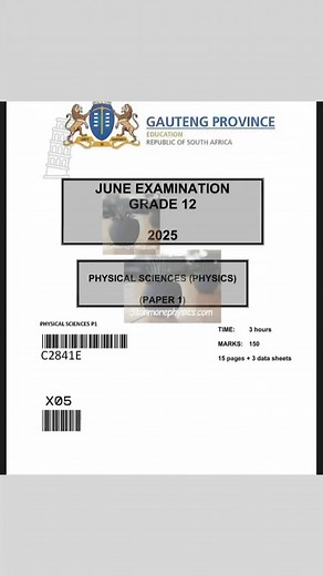 5.2K views · 25 reactions | Physical sciences p1 Grade 12 June 2025 Gauteng @topfans #mathematics | Maths and Science Simplified | Facebook