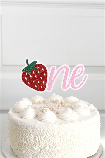 Strawberry First Birthday Cake Topper, Custom Party Decoration - Etsy