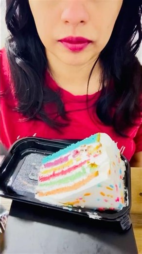 Eating Rainbow Cake 🌈🍰 | Colorful Cake ASMR | Sweet Dessert Mukbang#viral #foryou #asmr #tranding