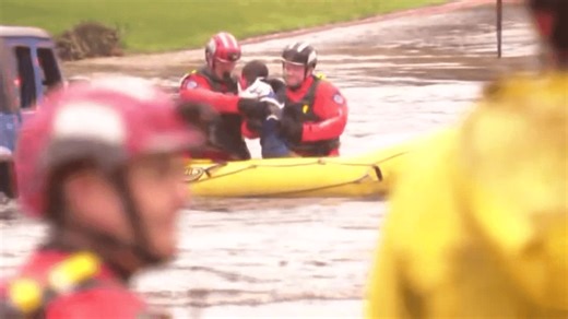 San Diego Swiftwater Rescue Team saves Jeep driver trapped by floodwaters