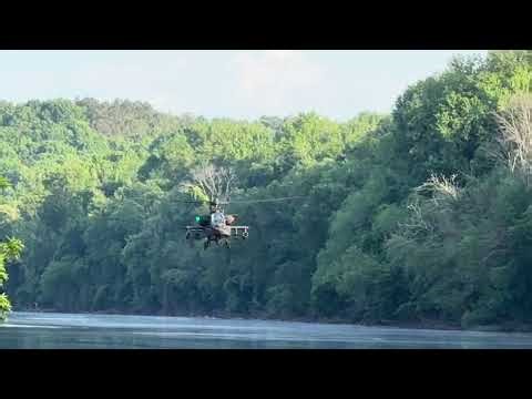 NC National Guard Boeing AH-64E Apache Guardian helicopter passed through the Cape Fear River