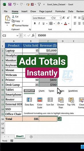 Excel Hack: Add Totals in 5 Seconds Without Formulas!