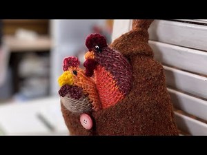 Mini Support Chickens Knit on a 22 Needle Circular Knitting Machine, Free Pattern!