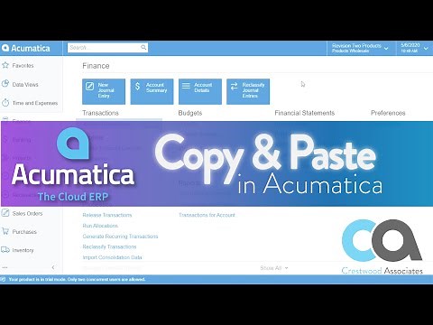 Copy and Paste Function in Acumatica